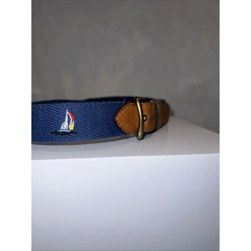J. McLaughlin Size Small Navy Boat Belt Embroidered Youth  WOW !!!‎